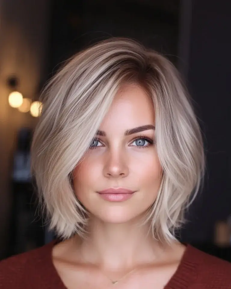 fall French Bob 2026 Soft Platinum French Bob with Side Swept Elegance