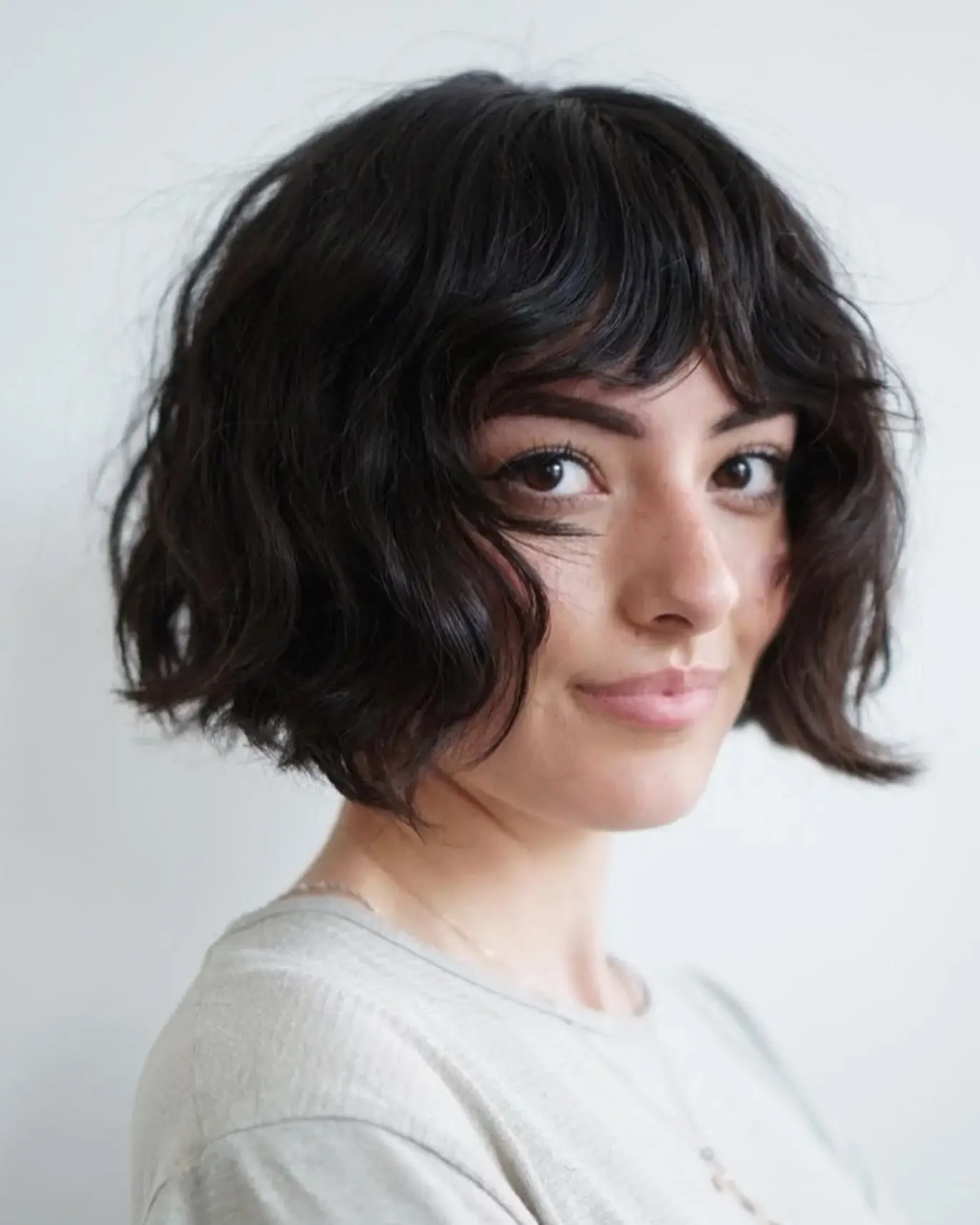 fall French Bob 2026 Playful Wavy French Bob with Soft Bangs