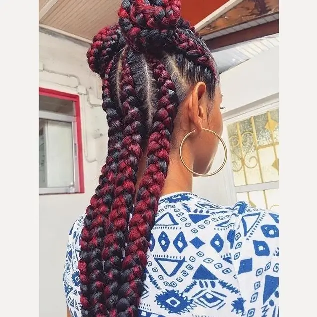fall hair colors for black women 2026 Burgundy Box Braids That Add Depth Without Going Too Bold