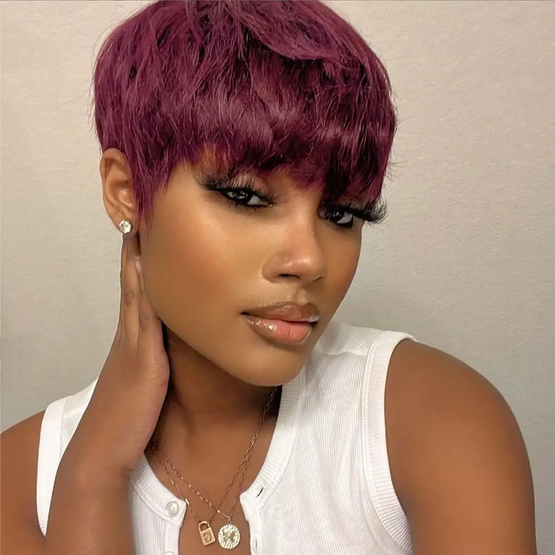 fall hair colors for black women 2026 Velvet Plum Pixie for a Chic Seasonal Refresh