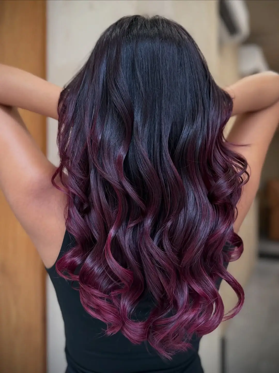 fall hair colors for black women 2026 Black Cherry Ombre That Flows Into Velvet Wine Ends