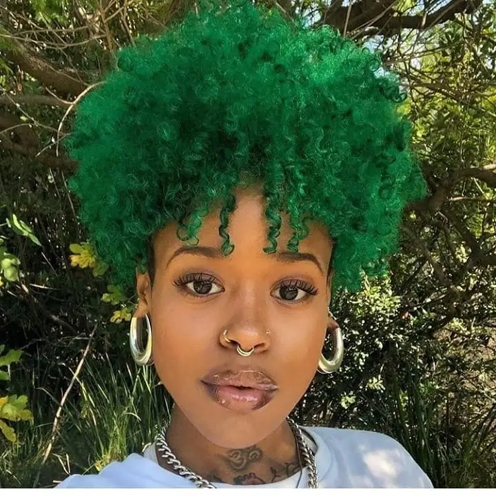 fall hair colors for black women 2026 Emerald Green Curls That Break Every Rule Beautifully