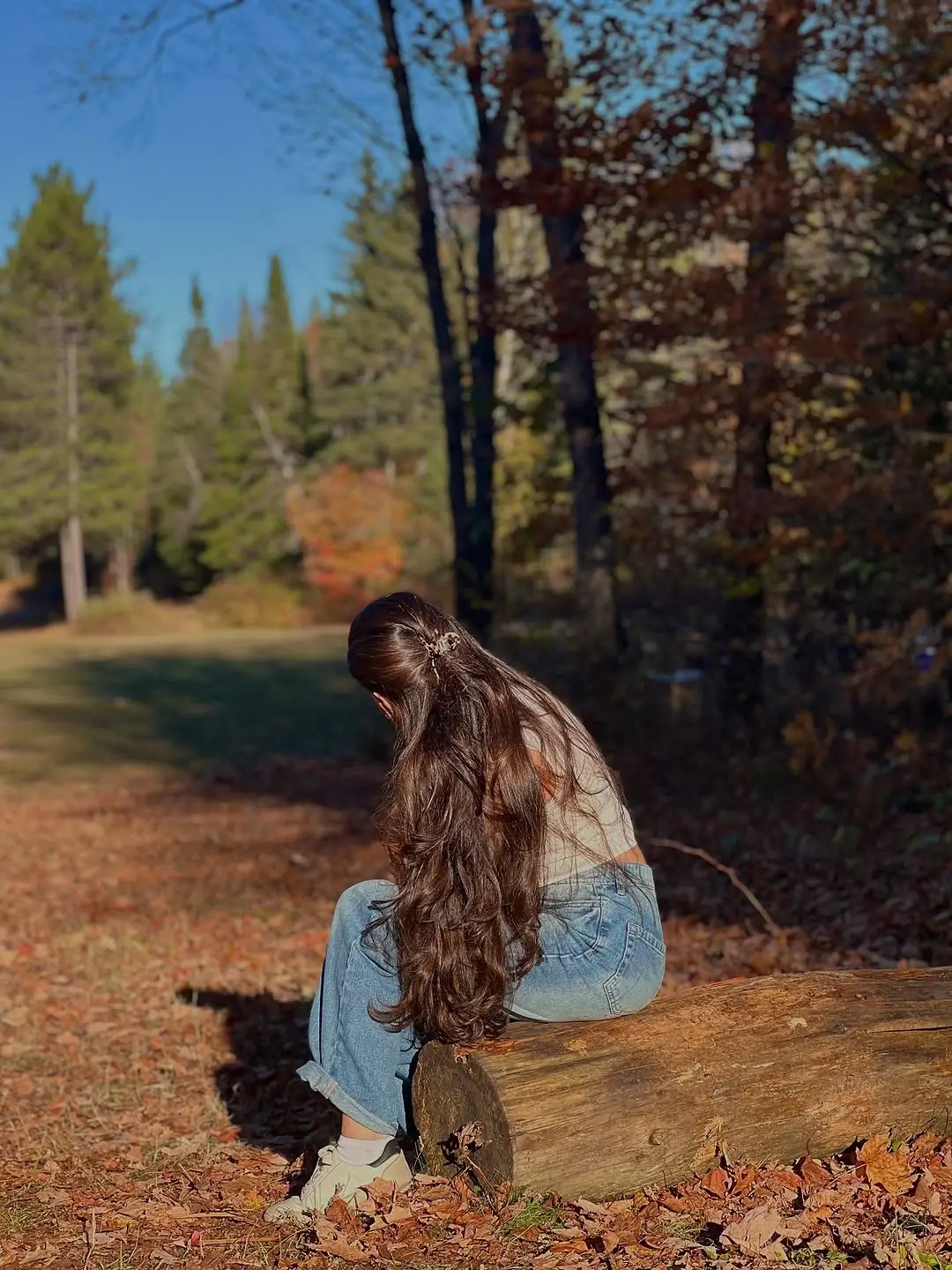 fall hairstyles for long hair 2026 Relaxed Half Up Hairstyle for Crisp Autumn Days