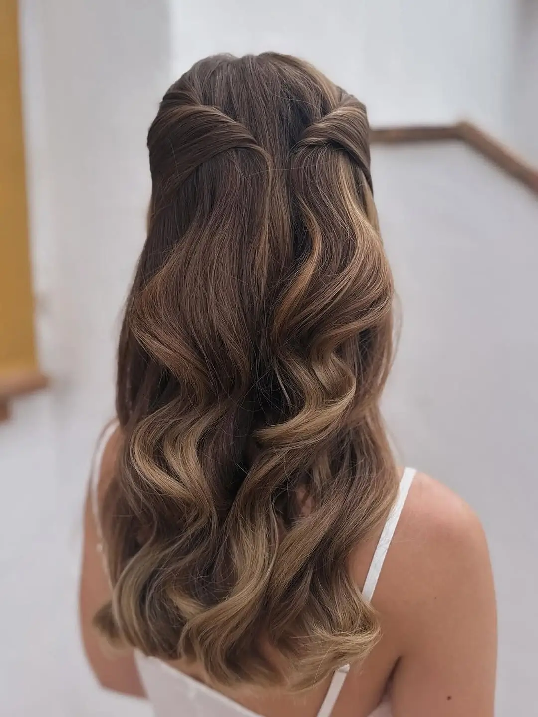 Fall hairstyles for office 2026 A Classic Half-Up Blowout with Soft Office Waves