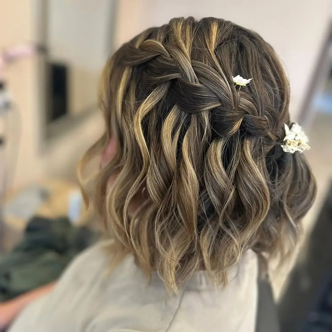 Fall hairstyles for short hair 2026 Soft Braided Crown for a Romantic Short Bob