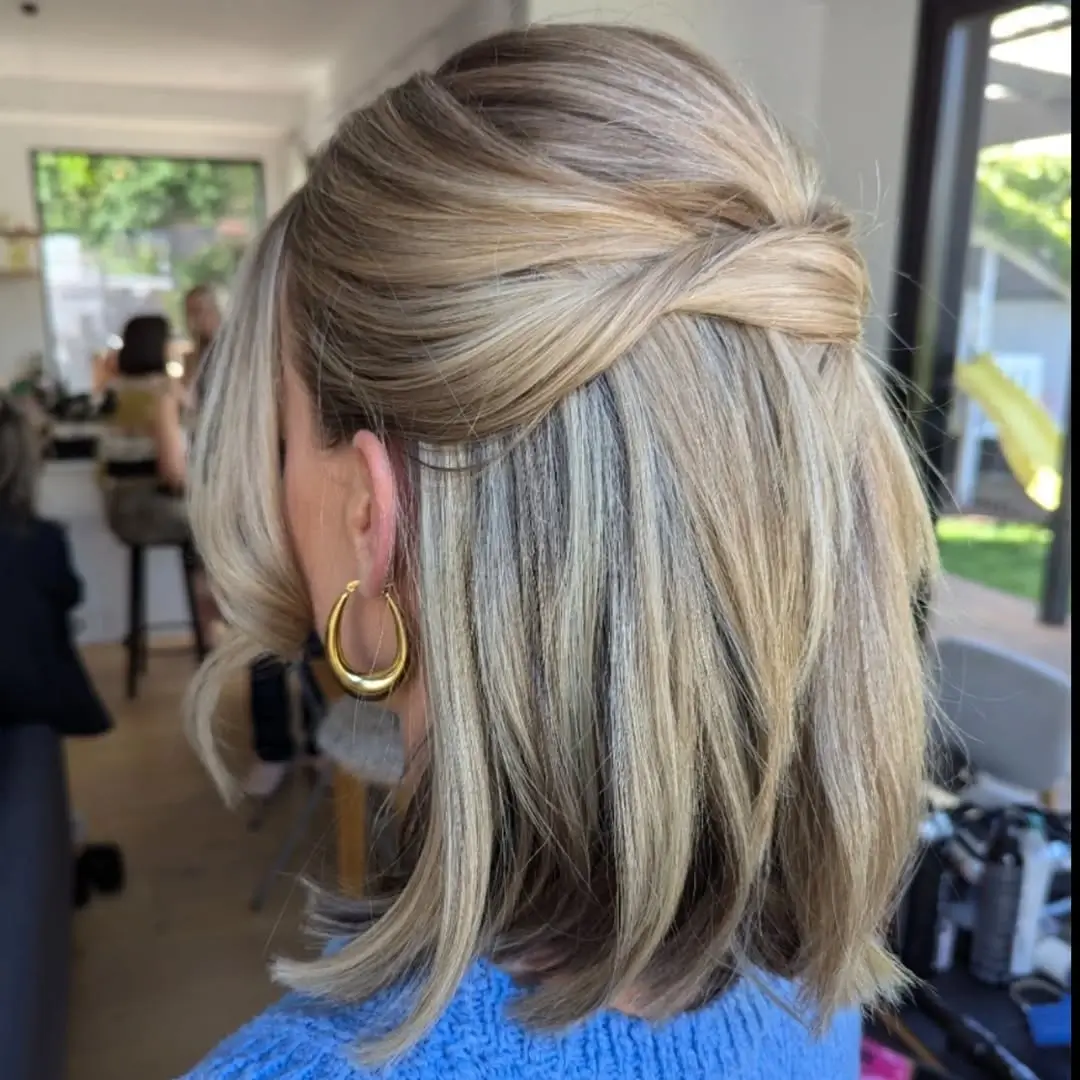 Fall hairstyles for short hair 2026 Half Up Volume That Elevates Every Short Bob