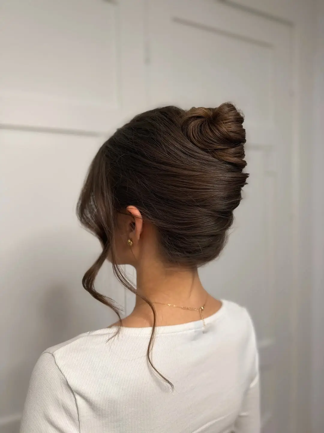 Fall hairstyles for wedding guests 2026 Soft Twisted French Bun with Romantic Volume