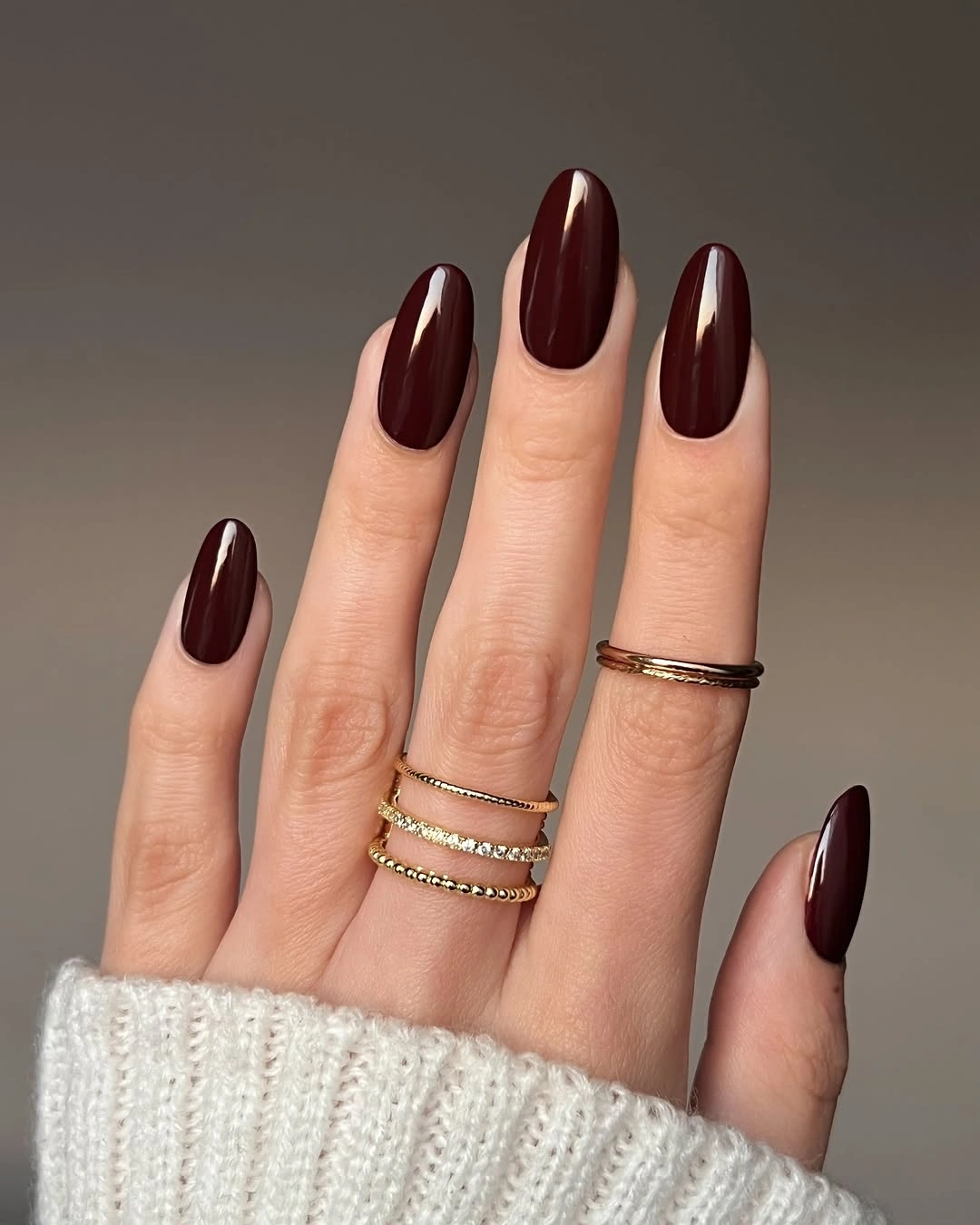 Fall medium nail ideas 2026 Deep Burgundy Gloss Nails That Never Go Out of Style