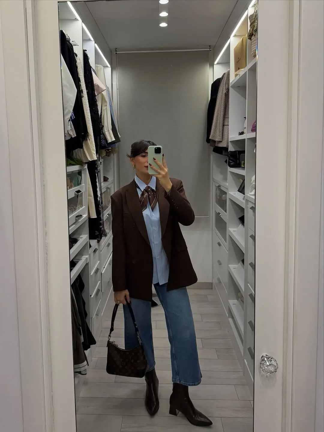 fall office outfits for women 2026 Blazer and Jeans with Parisian Office Energy