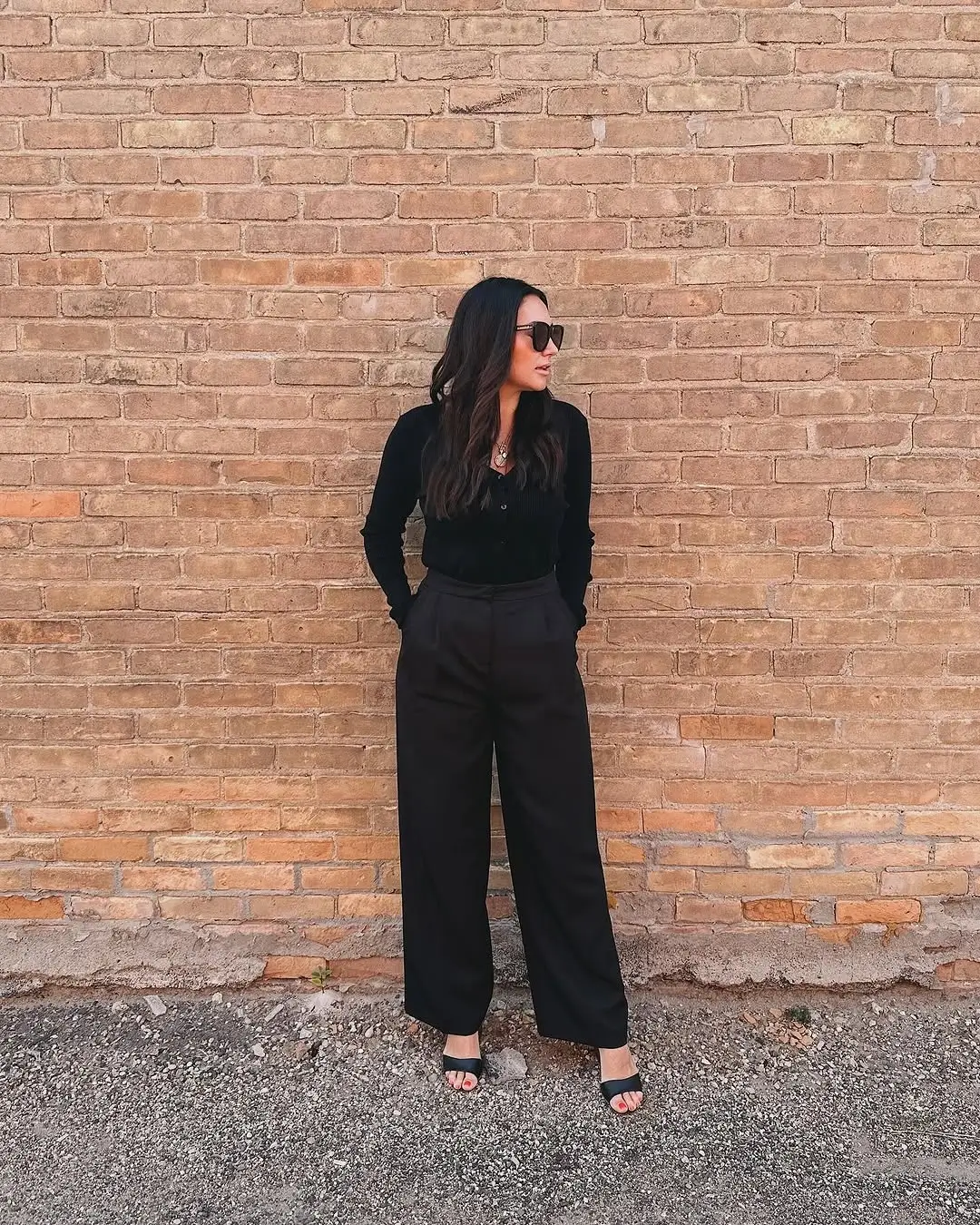 fall office outfits for women 2026 Head-to-Toe Black with Relaxed Tailoring