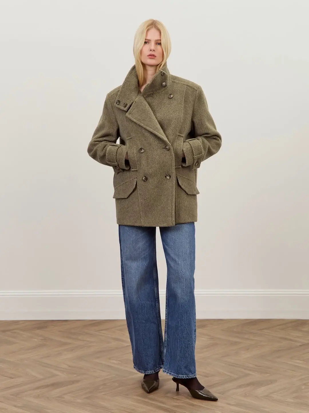 fall outfits with peacoat 2026 Elegant Olive Tailoring With Relaxed Denim Balance