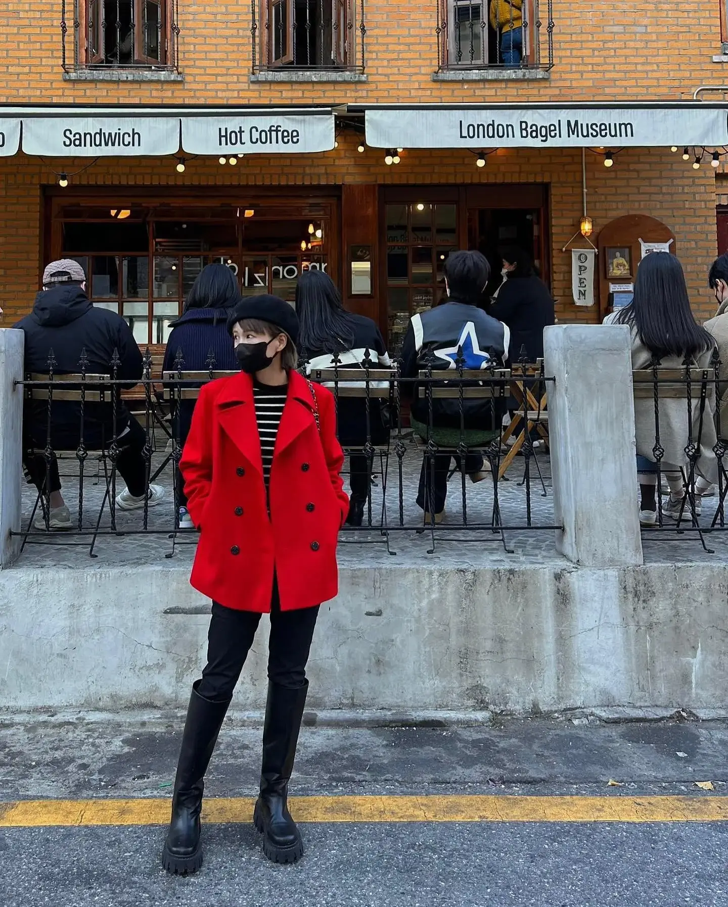 fall outfits with peacoat 2026 A Bright Red Peacoat That Turns Heads in the Best Way