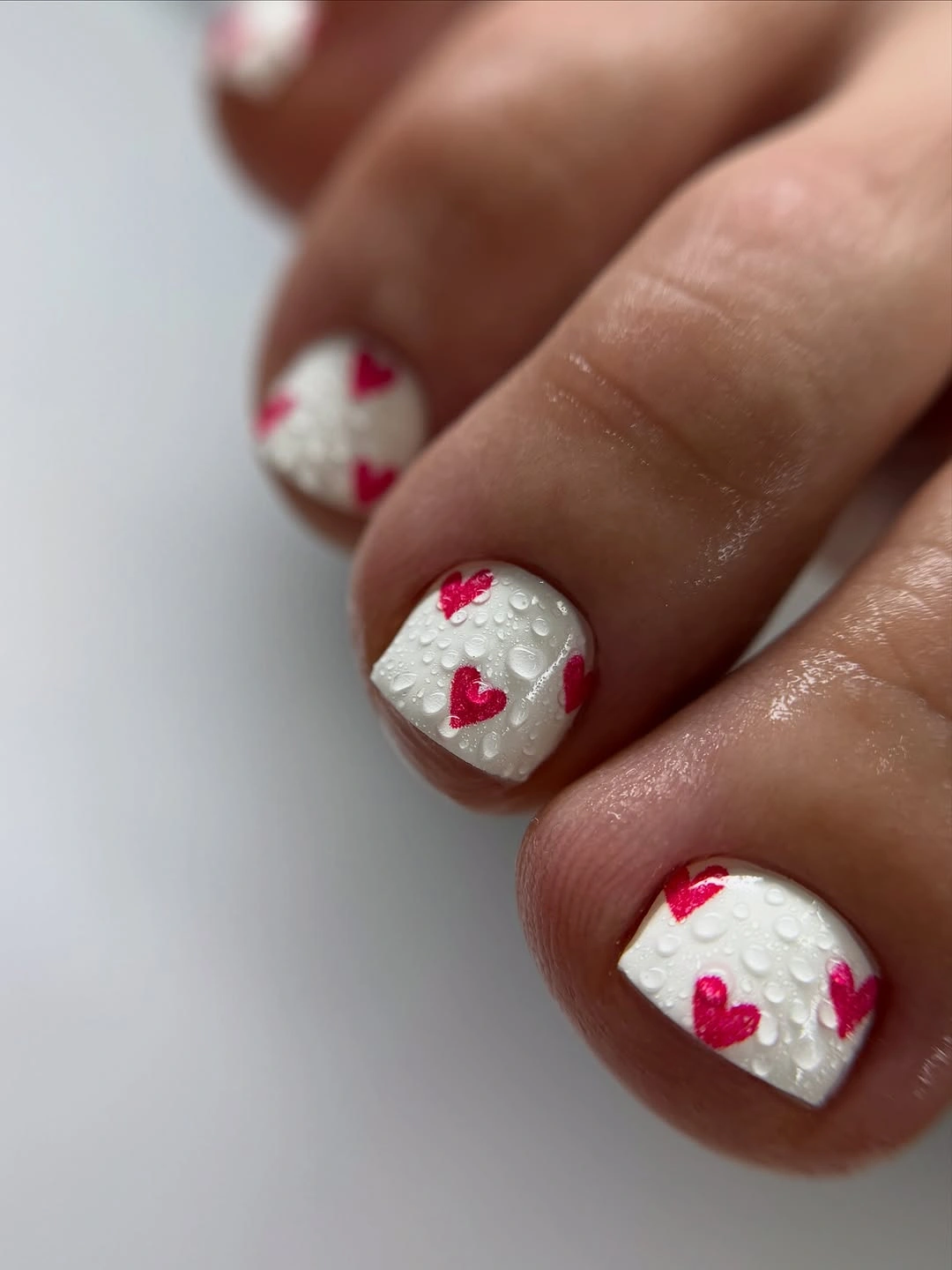 Fall pedicure ideas 2026 Minimal White Hearts With Romantic Charm