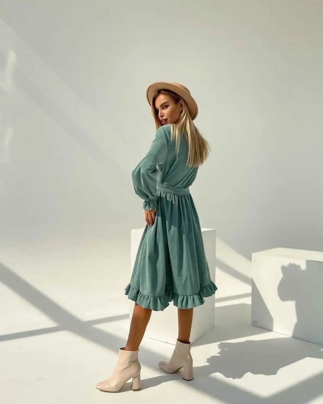 fall sweater dress outfits 2026 A Soft Sage Dress With Modern Western Influence