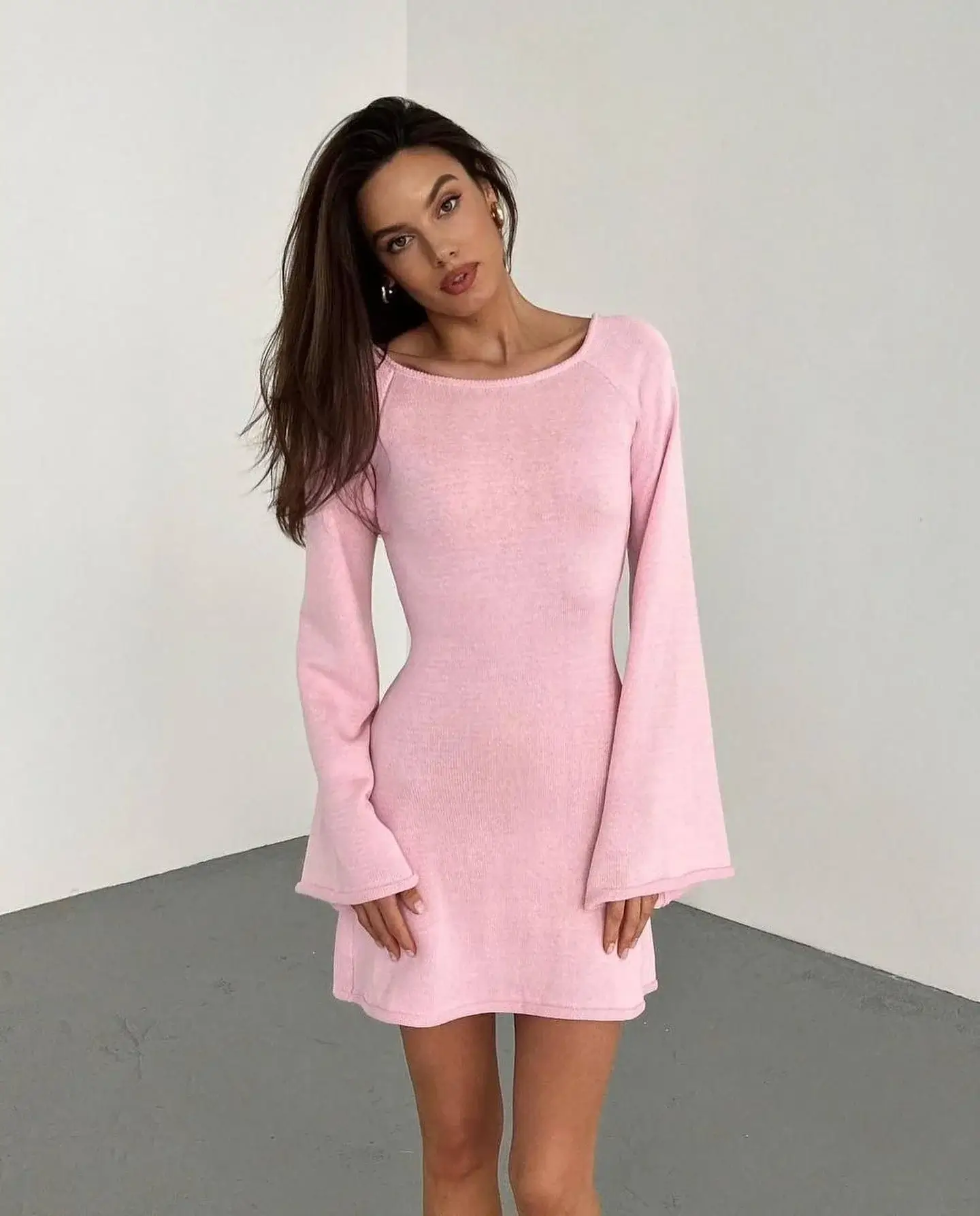 fall sweater dress outfits 2026 Soft Pink Sweater Dress