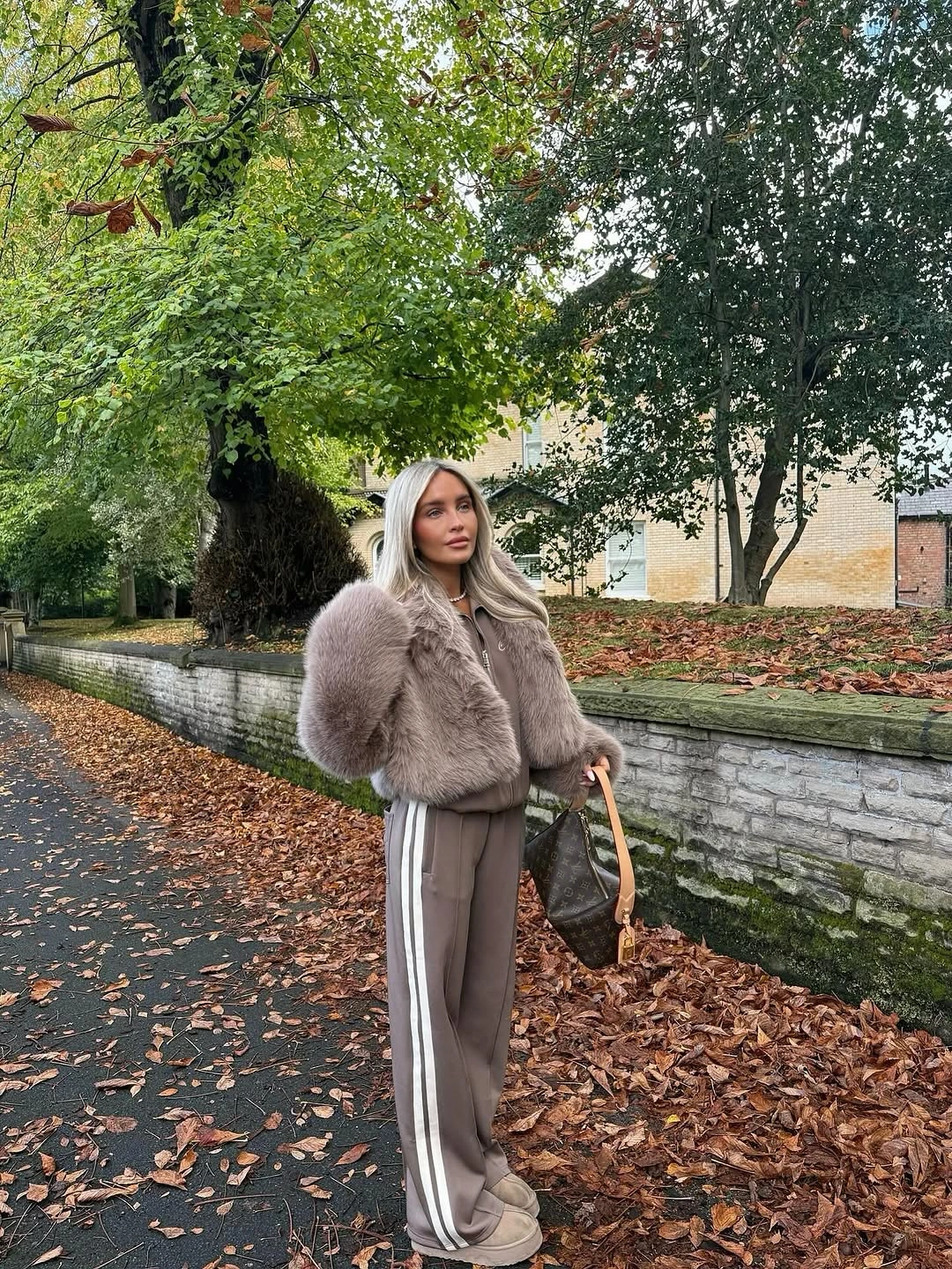 faux fur jacket Taupe Faux Fur With Relaxed Athleisure Elegance
