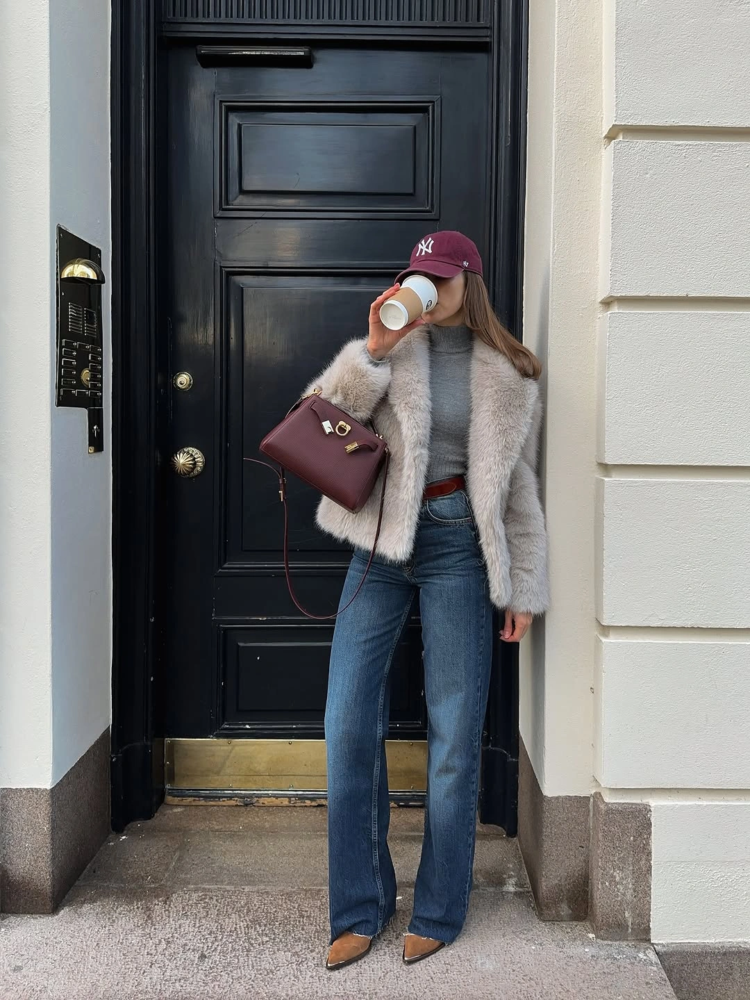 faux fur jacket Soft Grey Faux Fur With Everyday Denim Charm