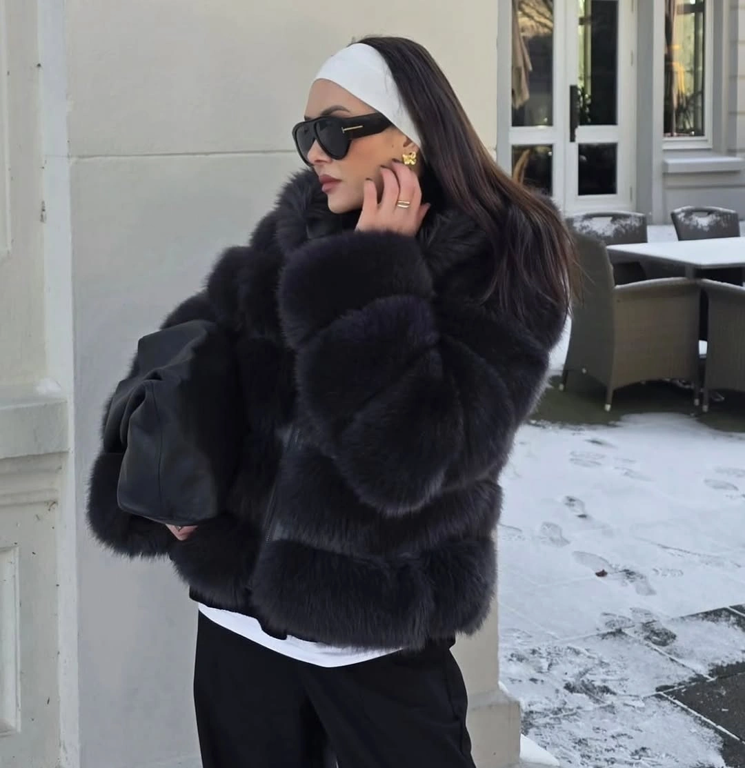 faux fur jacket Classic Black Faux Fur With Minimalist Winter Luxury