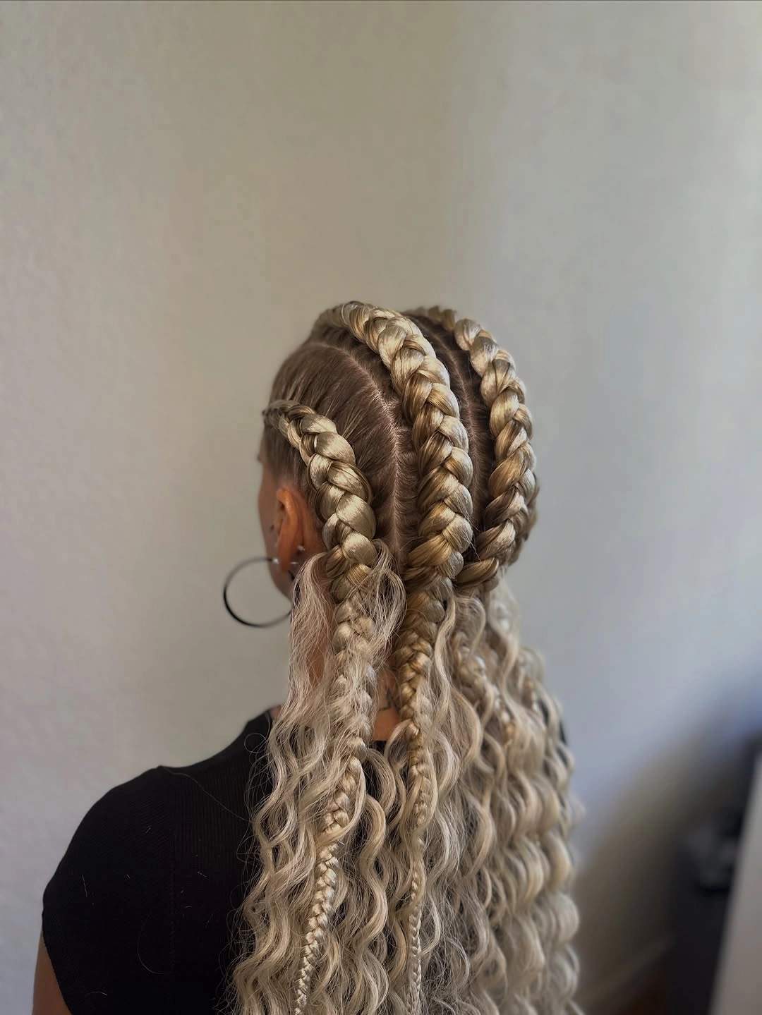feed in braid hairstyles Chunky Blonde Feed In Braids with Loose Waves