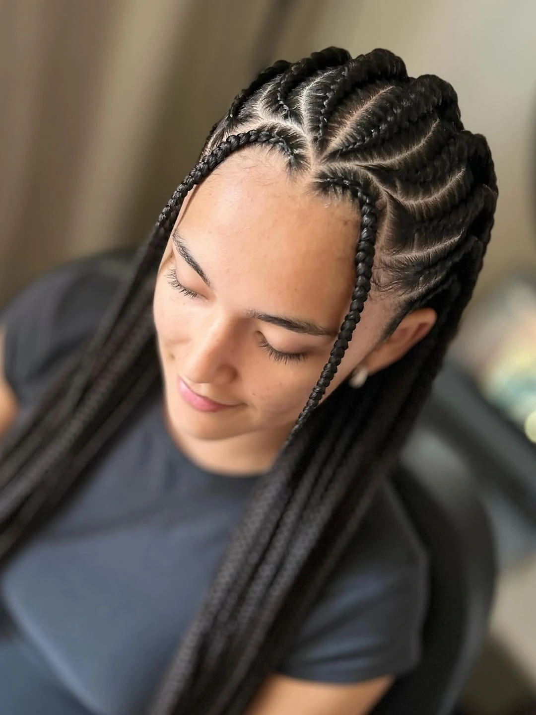 feed in braid hairstyles Classic Feed In Braids with Symmetrical Cornrows