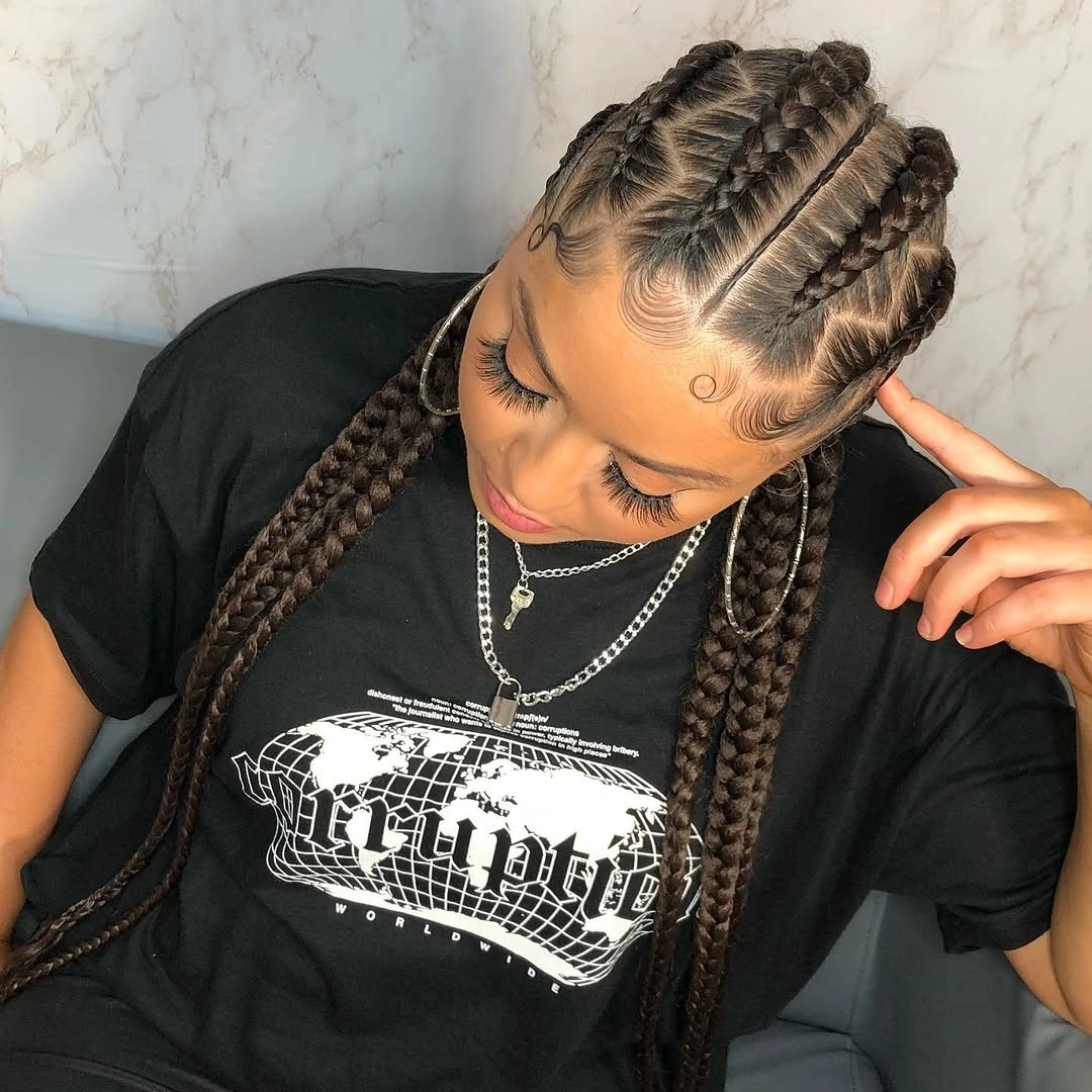 feed in braid hairstyles Four Feed In Braids with Sleek Edges