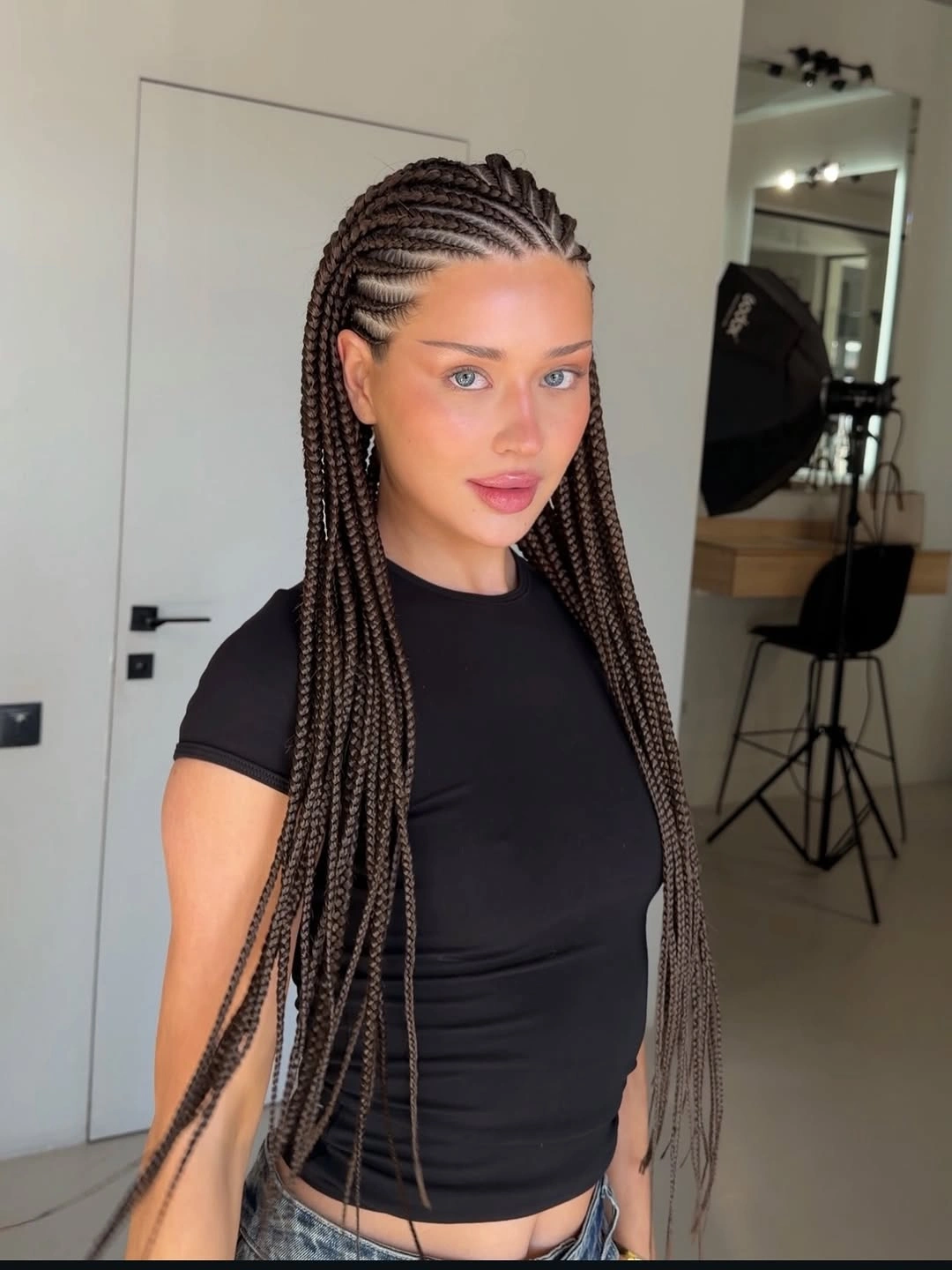 feed in braid hairstyles Long Feed In Box Braids with a Natural Finish