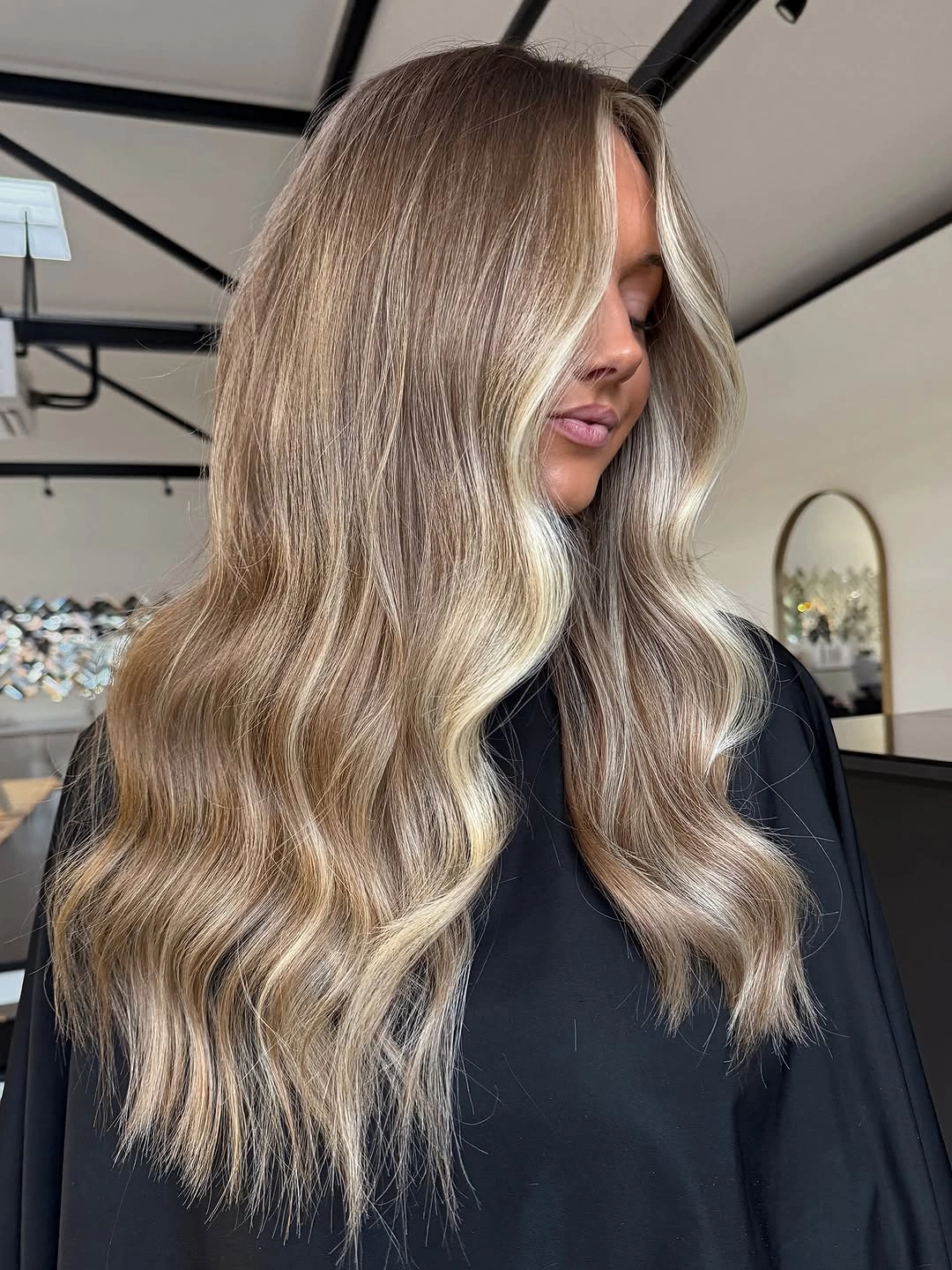 full head babylights blonde on brown hair Creamy Blonde Money Piece With Soft Smoky Brunette Base