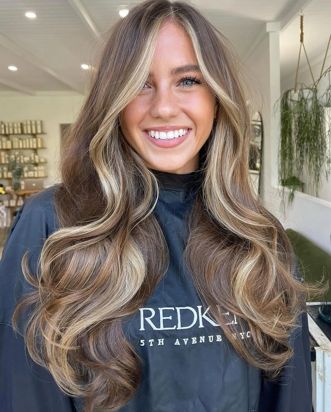 full head babylights blonde on brown hair Rich Brunette With Bold Blonde Contour Pieces
