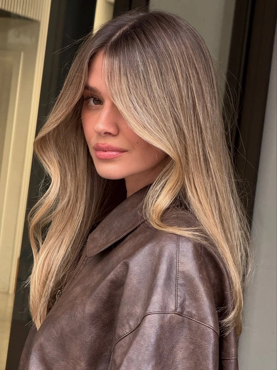 full head babylights blonde on brown hair Luxury Beige Blonde Melt With Seamless Money Piece