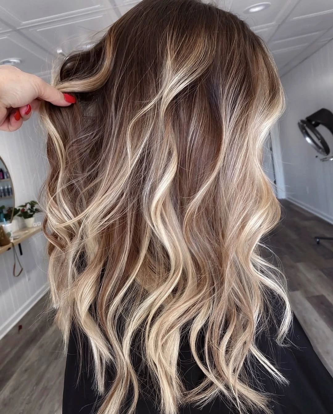 full head babylights blonde on brown hair Bright Blonde Ribbons Framing Rich Brunette Depth