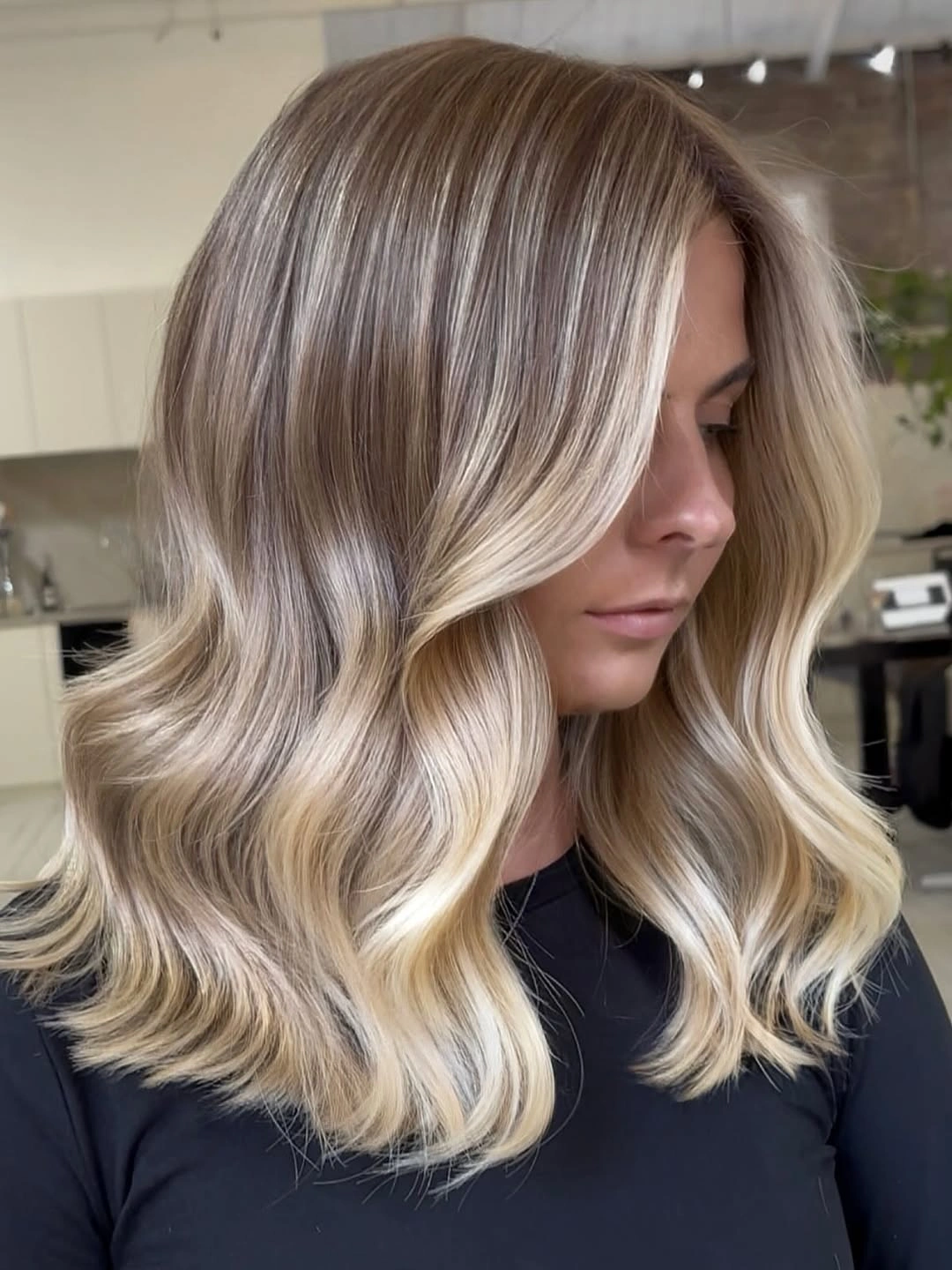 full head babylights blonde on brown hair Creamy Blonde Money Piece With Glossy Smoky Dimension