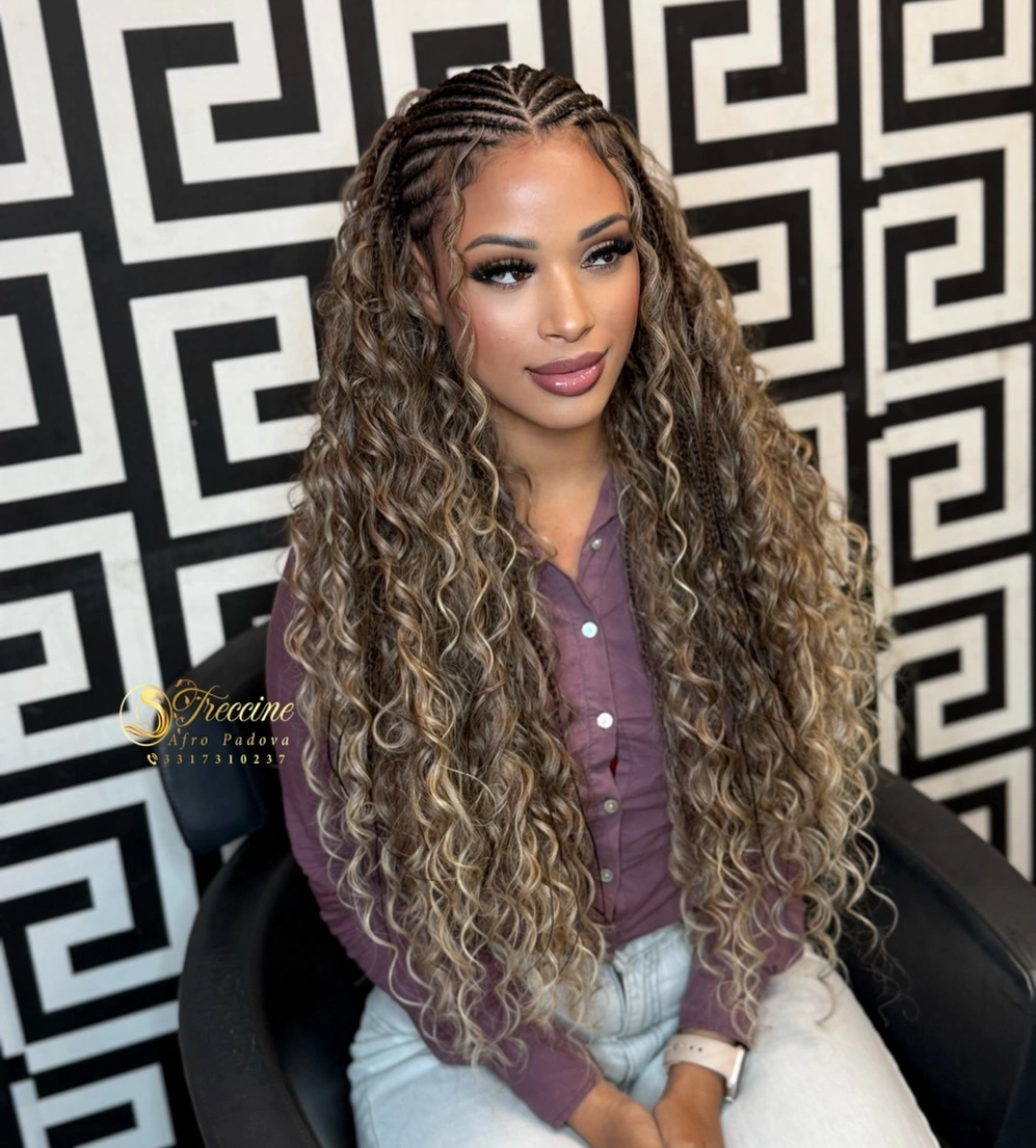 goddess braid Honey Blonde Boho Goddess Braids With Voluminous Curls