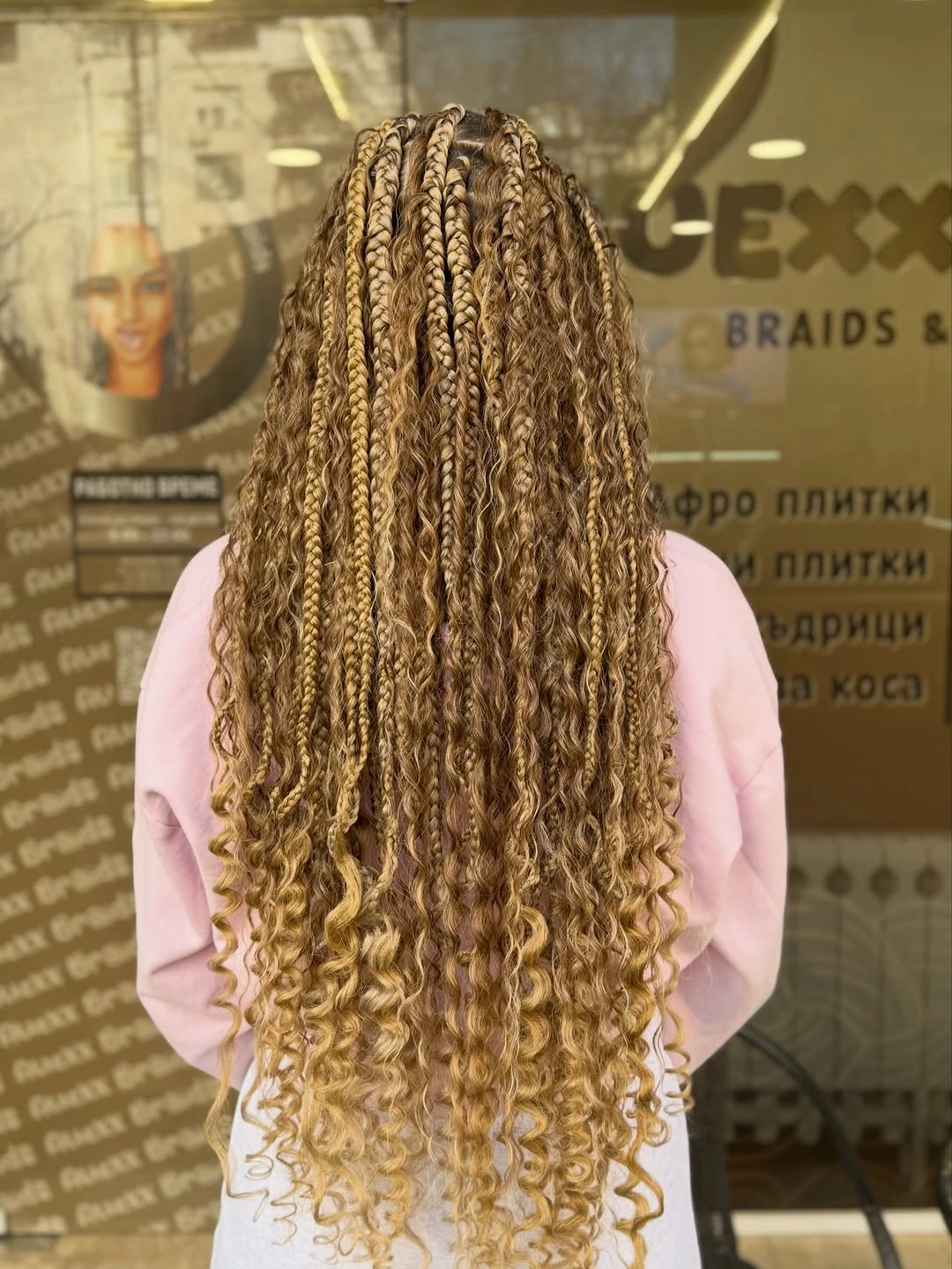 goddess braid Honey Blonde Goddess Braids With French Curl Length