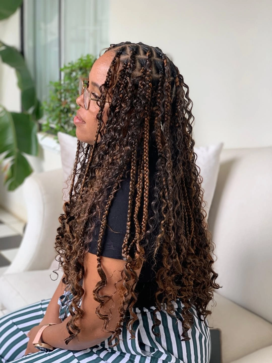 goddess braid Chocolate Brown Goddess Braids With Defined Spiral Curls