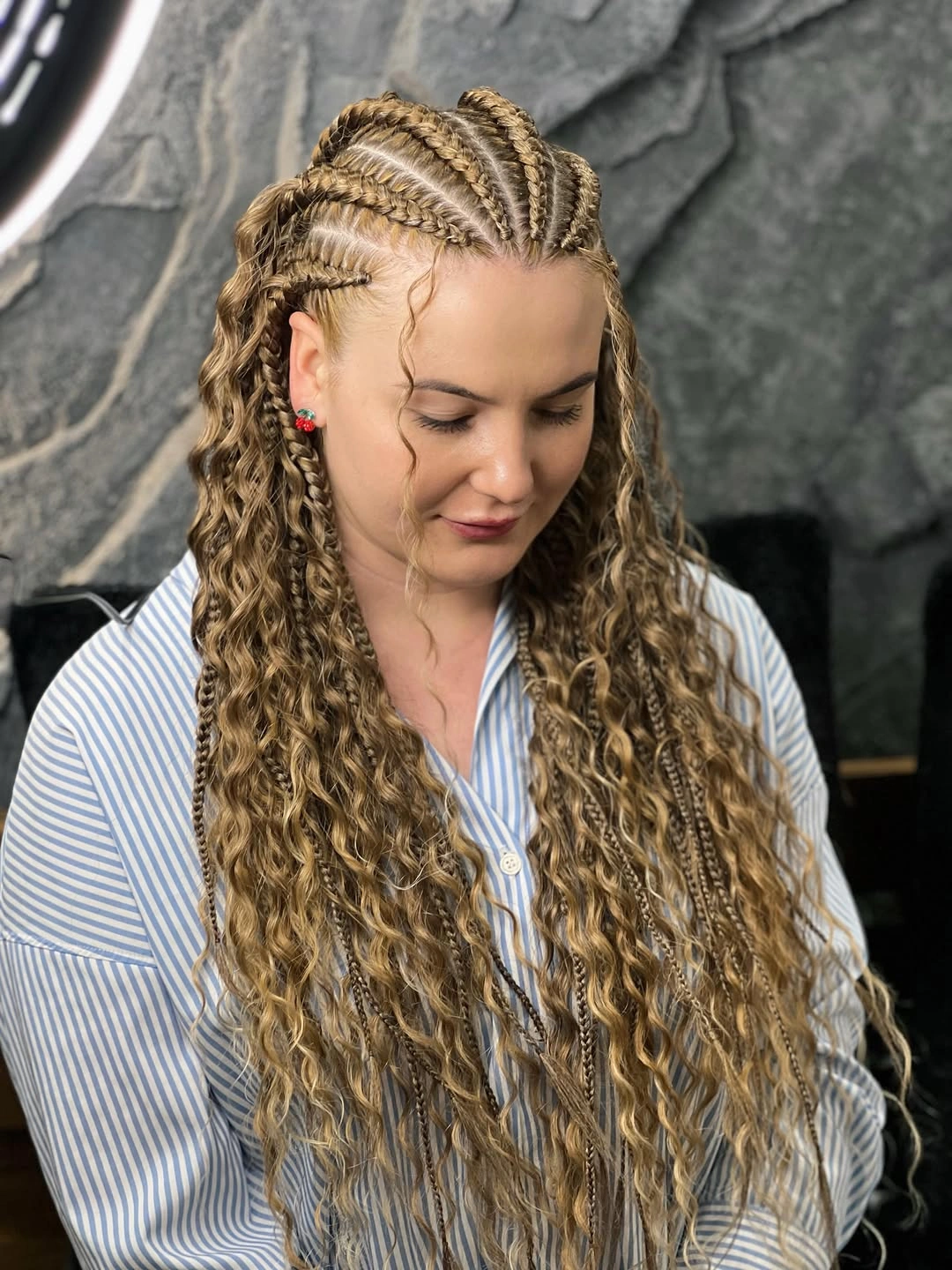 goddess braid Boho Goddess Braids With Honey Brown French Curls