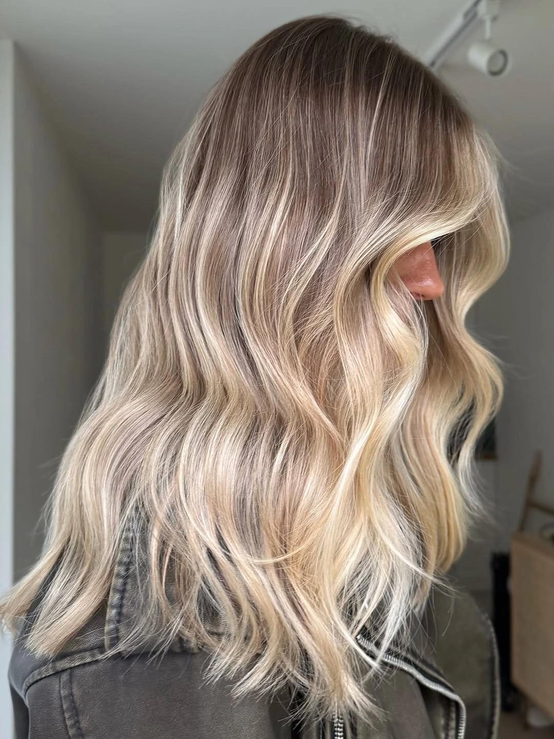 Hair Lowlights Color Ideas and Inspiration Cool Champagne Blonde With Ash Lowlight Dimension