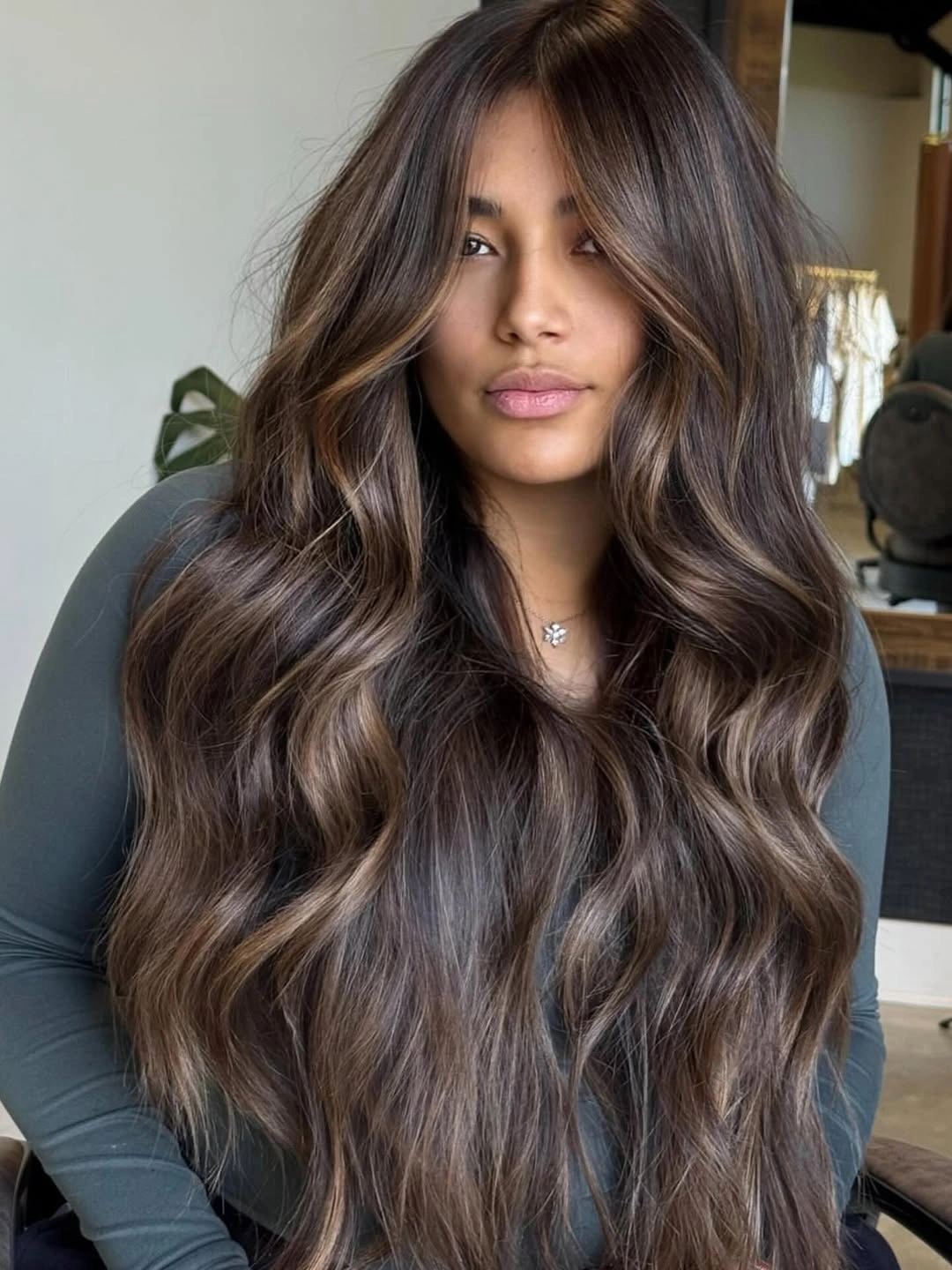Hair Lowlights Color Ideas and Inspiration Deep Brunette With Soft Mocha Face Framing Dimension
