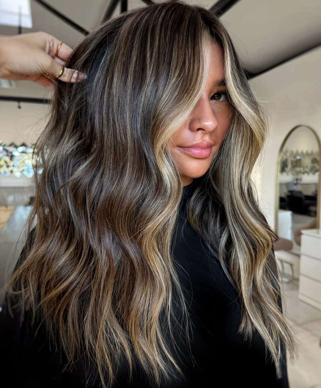 Hair Lowlights Color Ideas and Inspiration Cool Bronde With Bold Blonde Money Pieces