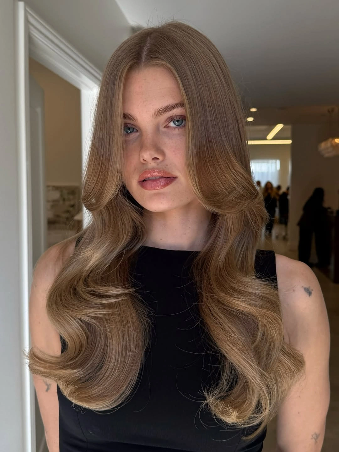 Hair Lowlights Color Ideas and Inspiration Velvety Beige Brunette With Soft Honey Lowlights