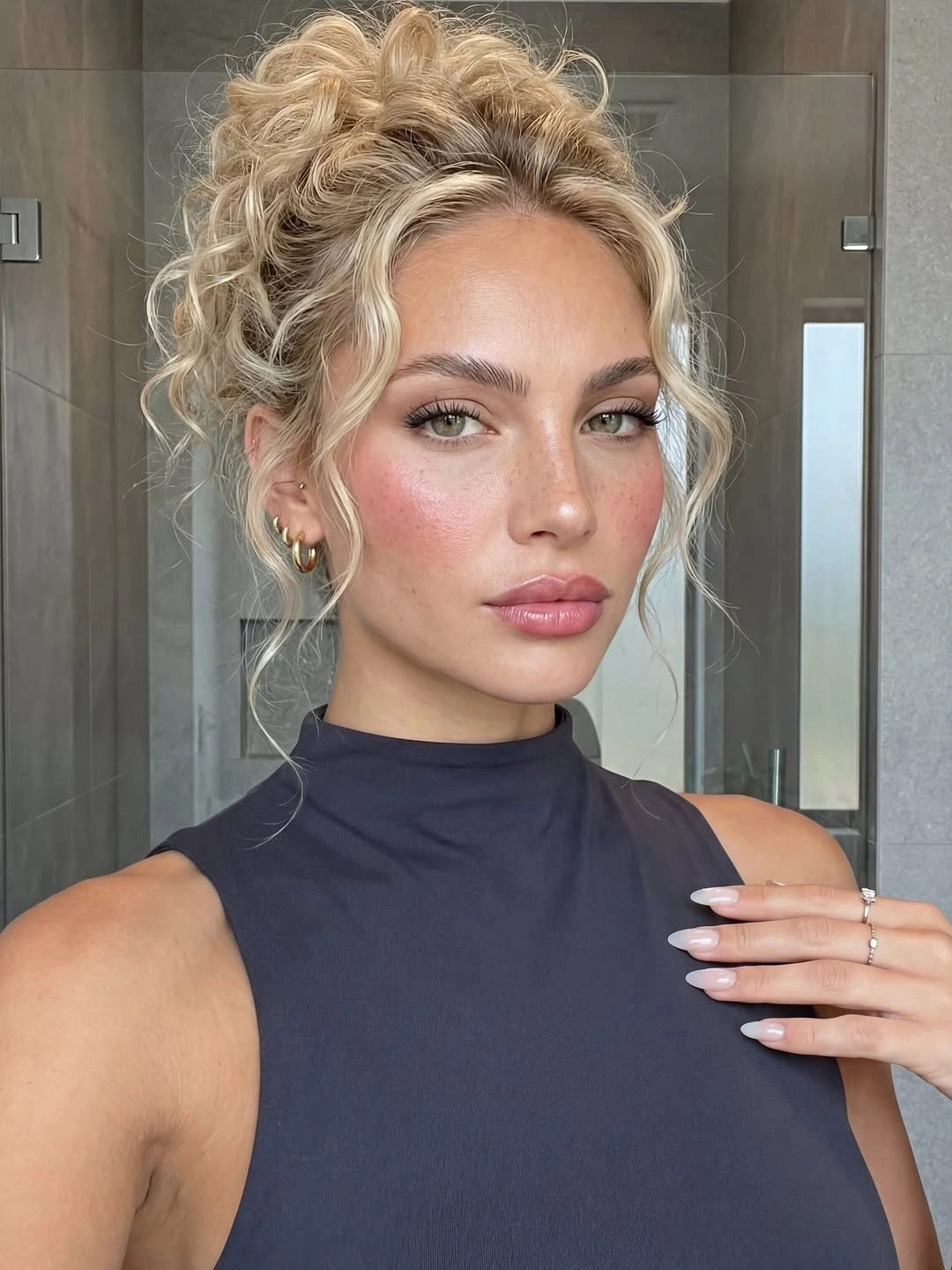heatless curls hairstyle Soft Curly Updo with Romantic Face-Framing Tendrils