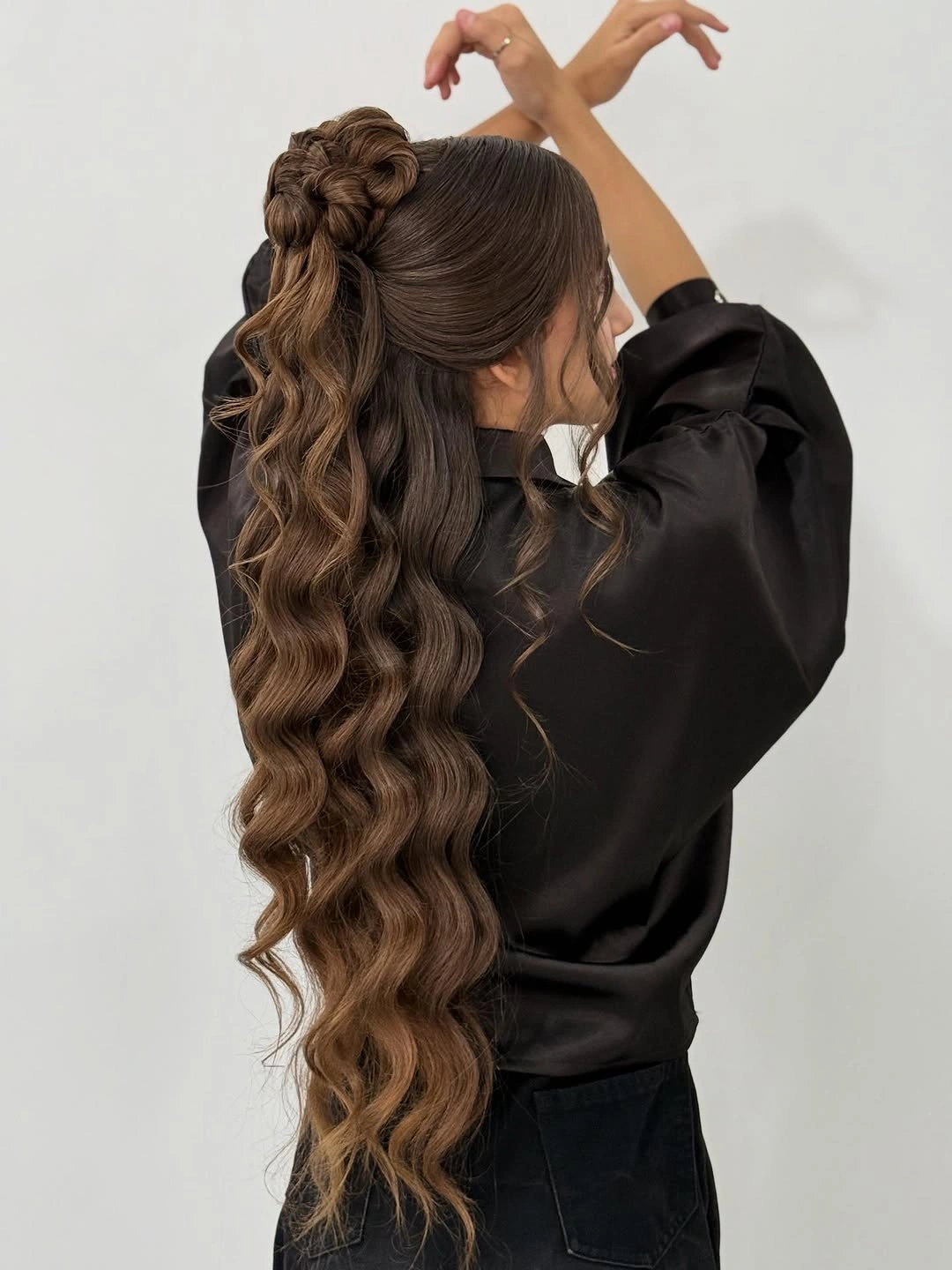 heatless curls hairstyle Romantic Half-Up Waves with a Braided Twist