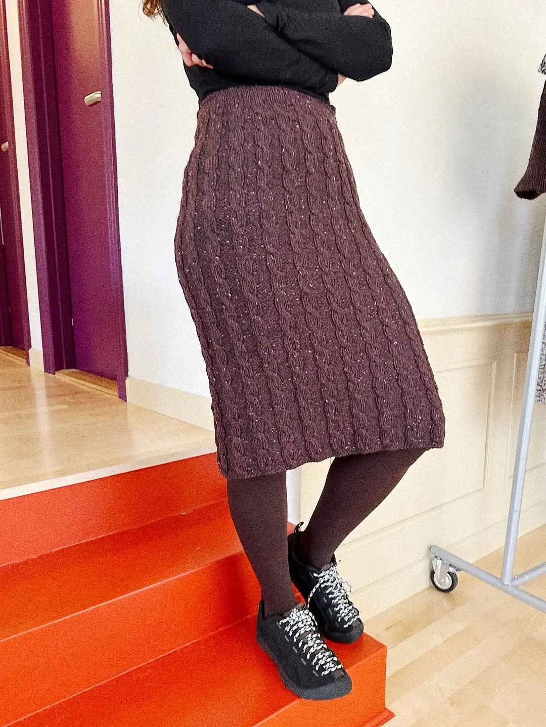 knit skirt outfits fall 2026 Chocolate Cable Knit Midi for Timeless Fall Style