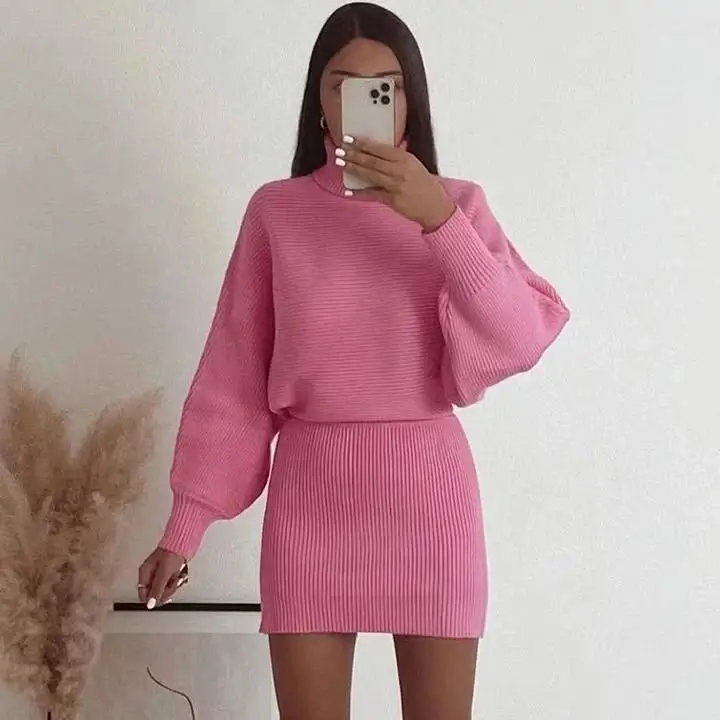 knit skirt outfits fall 2026 Playful Pink Knit Set for a Fresh Autumn Statement