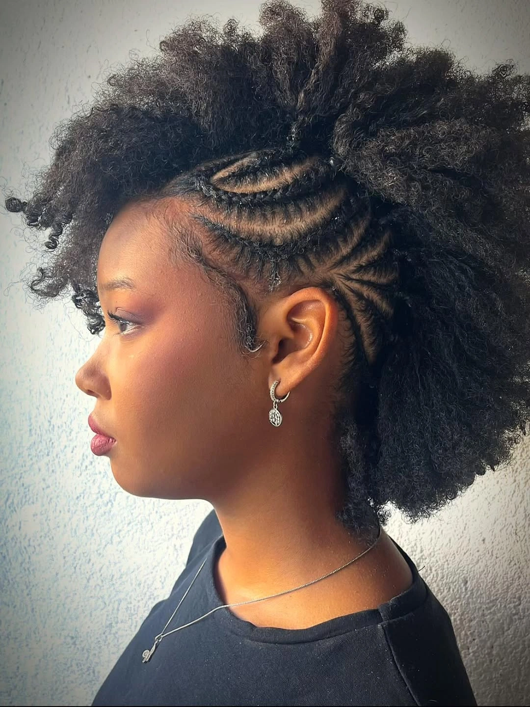 lemonade braid hairstyle Natural Lemonade Braids With a Textured Afro Puff