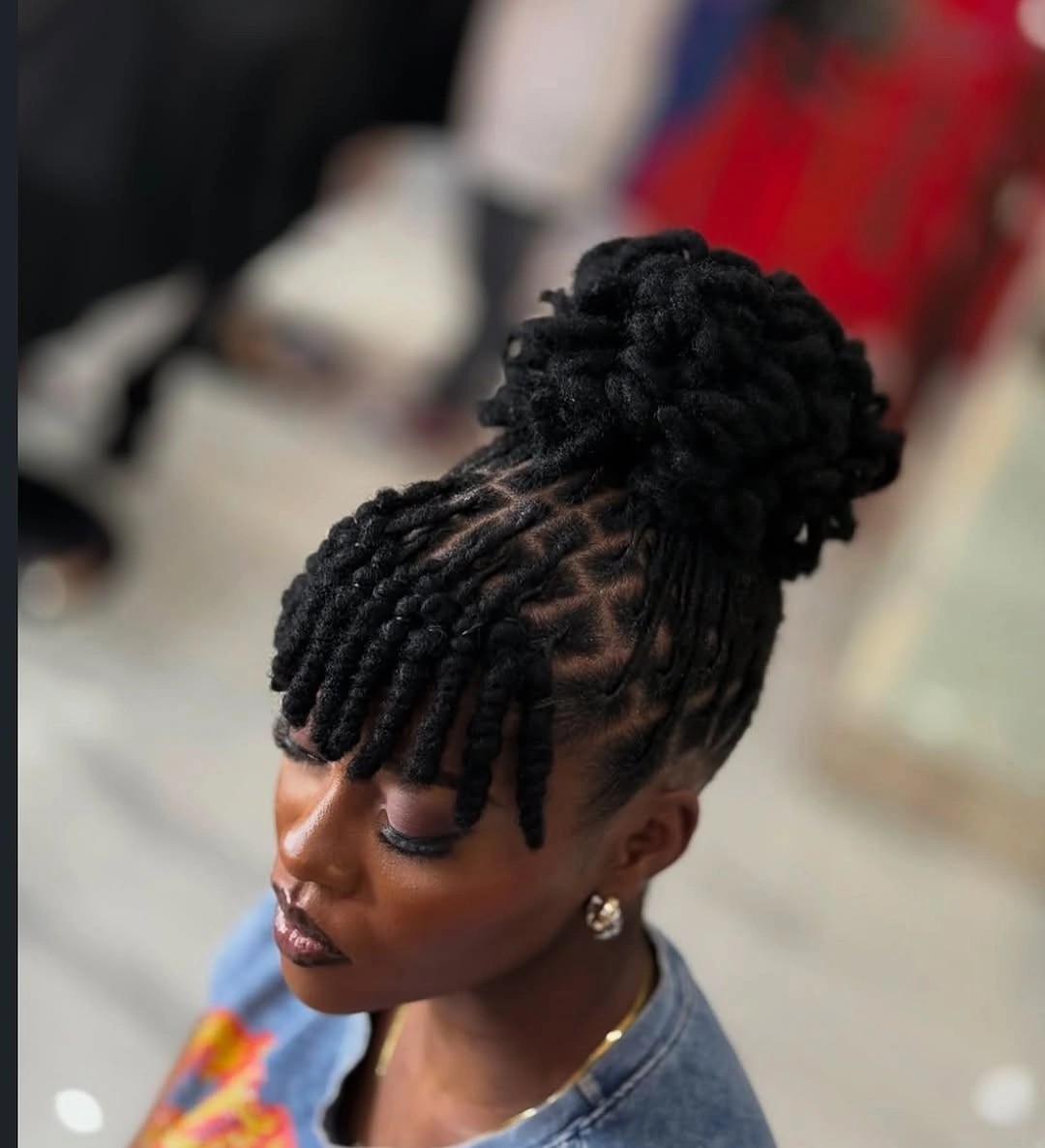 locs hairstyles for black women Classic High Bun With Face Framing Locs