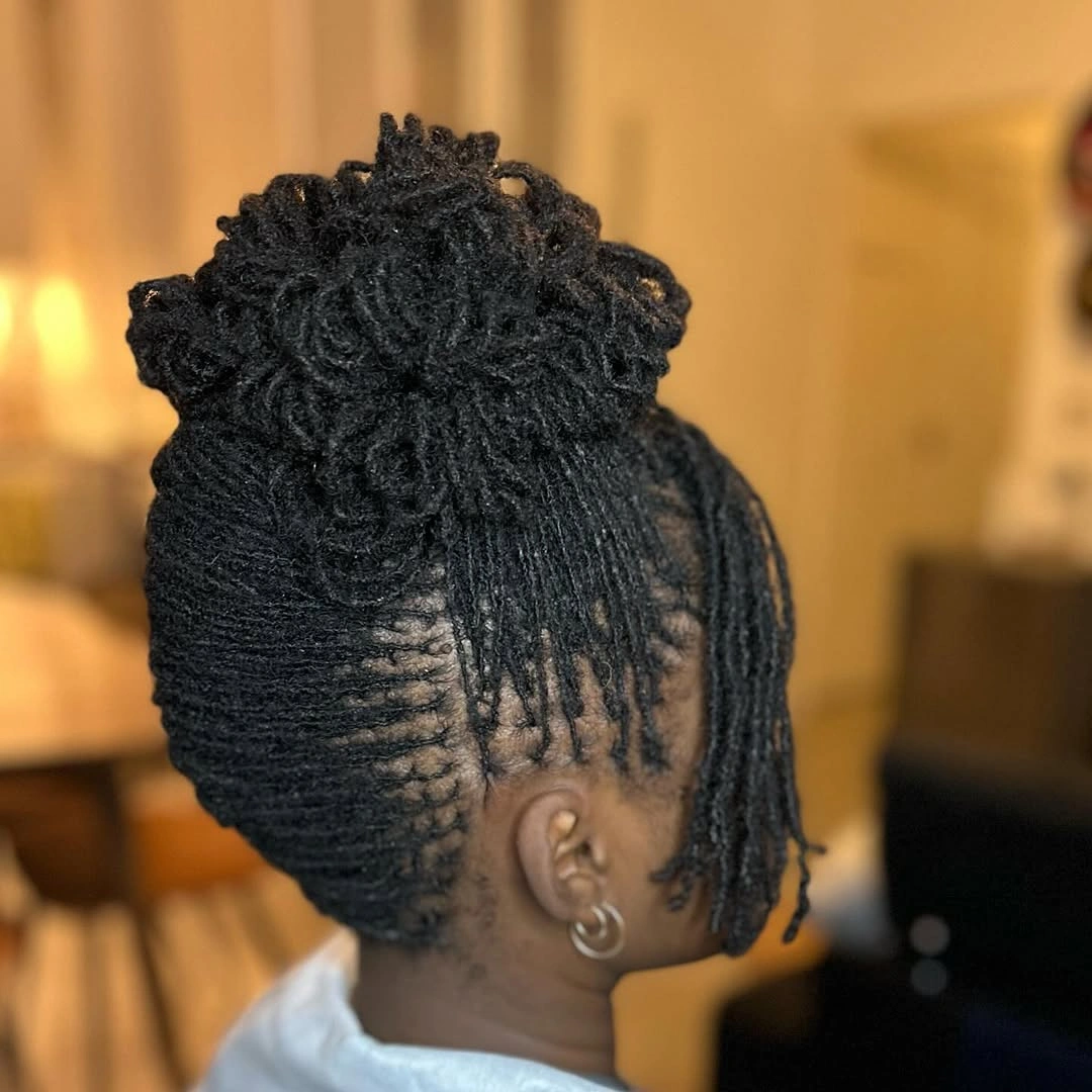 locs hairstyles for black women Elegant Braided Loc Updo With Sculpted Crown