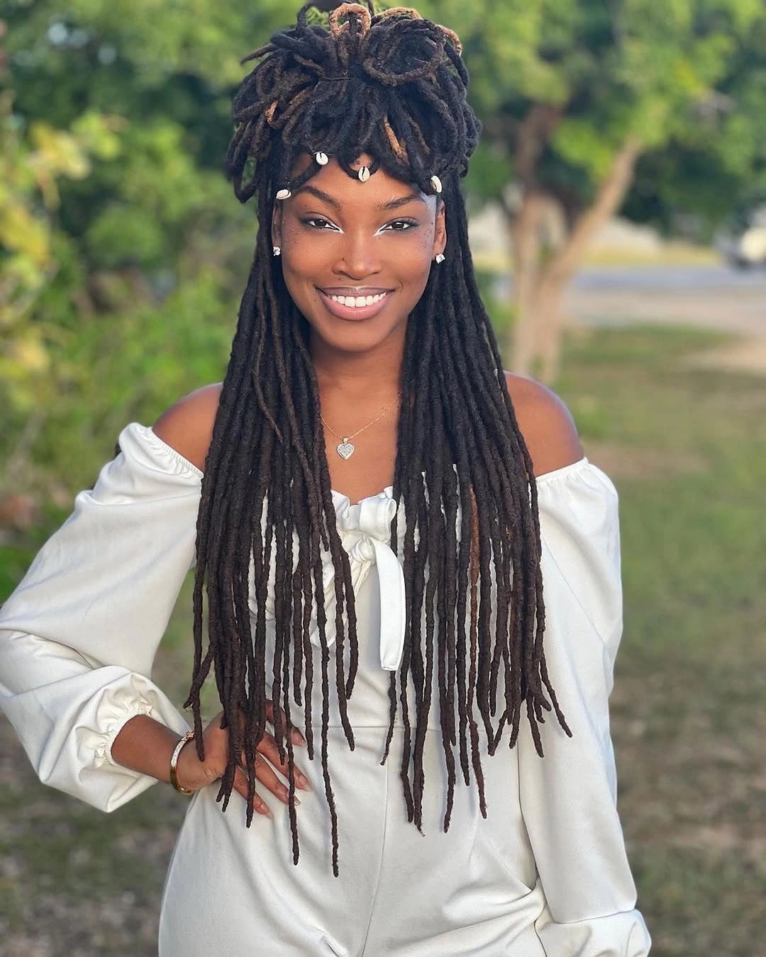 locs hairstyles for black women Boho Half Up Locs With Natural Texture