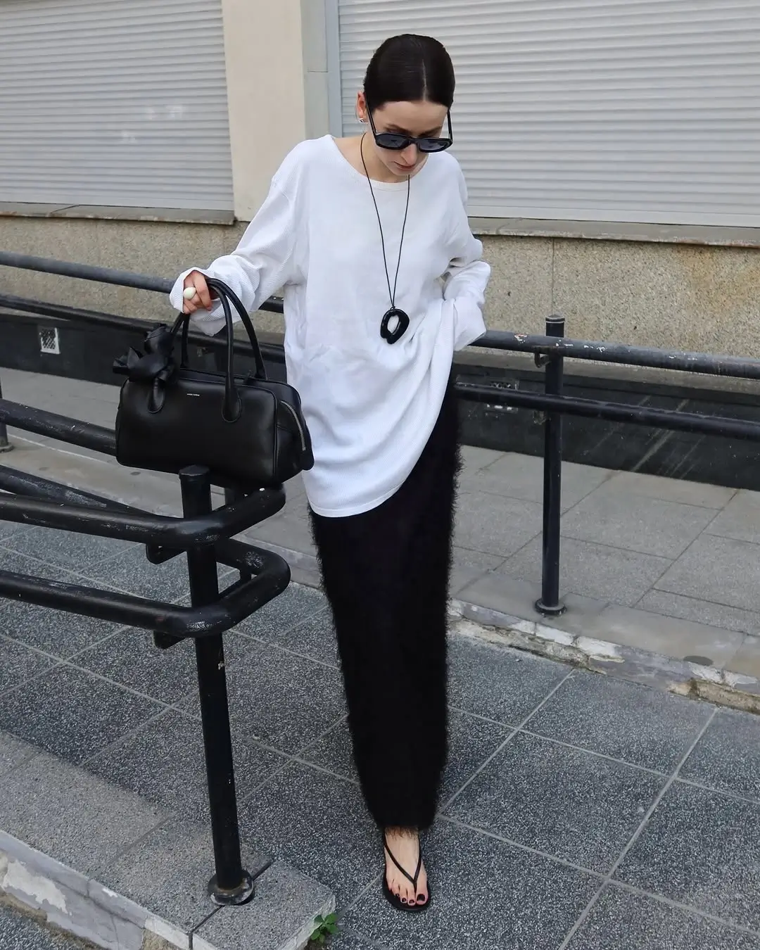 midi skirt fall outfit 2026 Minimal Black and White with Unexpected Texture