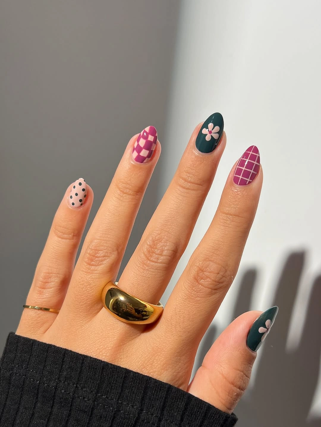 September nail designs 2026 Playful Mixed Patterns for an Early Fall Mood