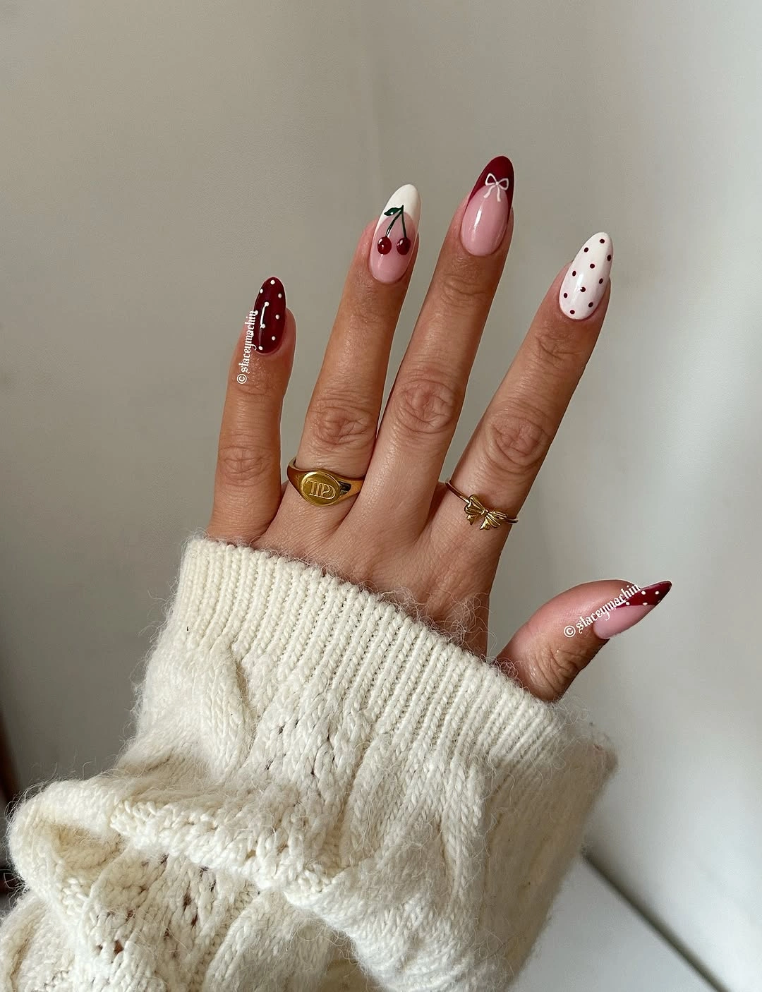 September nail designs 2026 Cherry Accent Nails in Rich Burgundy